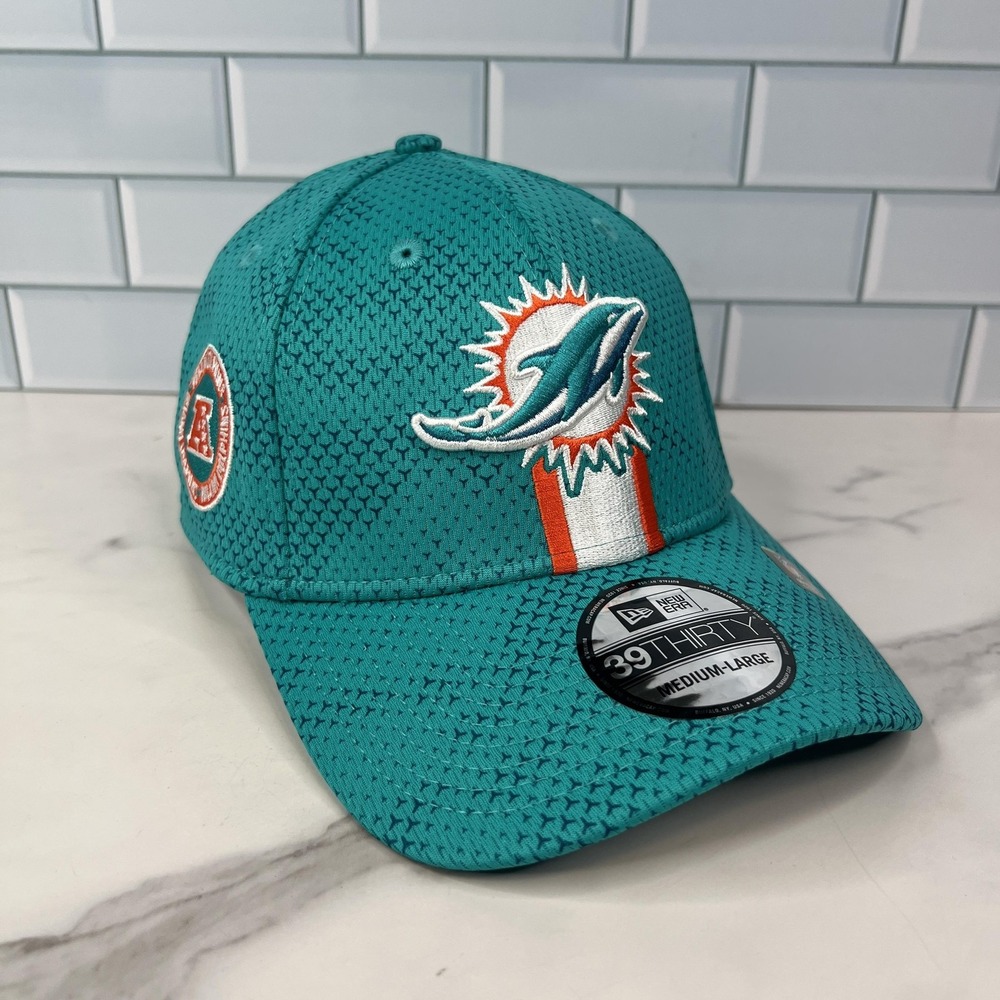 Miami Dolphins Hat Cap Fitted‎ Mens M/L NFL Football 39THIRTY On Field New Era